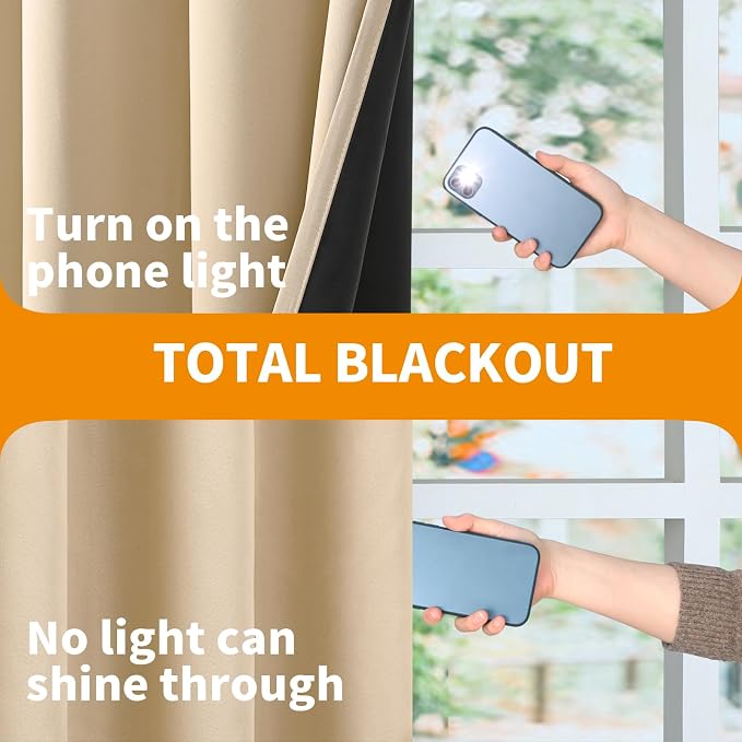 YoungsTex 100% Blackout Curtains 68 Inch Length 2 Panels, Room Darkening Drapes - Image 8