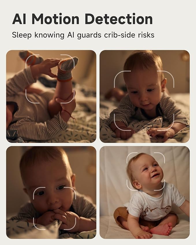 MAMAPRO Baby Monitor with Camera and Audio - 2K Color Night Vision, WiFi Video Baby Monitor - 355° Pan/70°Tilt, AI Motion/Cry/Temp/Humidity Alerts, 2-Way Audio, App for 20 Users, 8 Lullabies