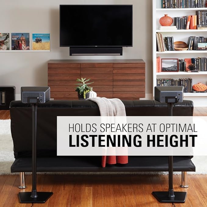 Sanus Wireless Sonos Speaker Stand for Sonos One, Play:1, & Play:3 - Audio-Enhancing Design with Built-in Cable Management - Single Stand (Black) - WSS21-B1