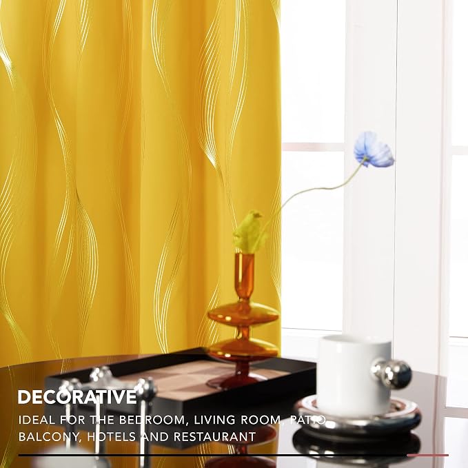 Deconovo Curtains for Living Room, Pattern Blackout Curtains 72 Inches Long | - Image 3
