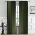 Olive Dark Green Curtains 96 Length 2 Panels, 52 by 96 Inches Long by DUALIFE