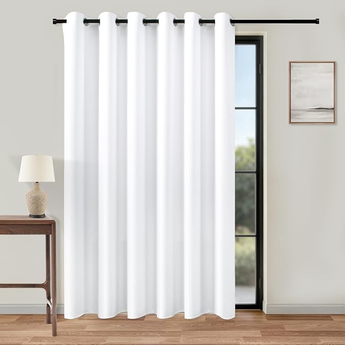 KOUFALL Extra 84 Inch Wide White Curtains by KOUFALL