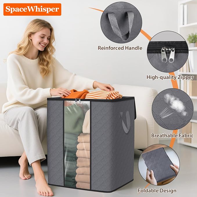 SpaceWhisper 6 Pack 100L Clothes Storage, Foldable Storage Bags, - Image 3