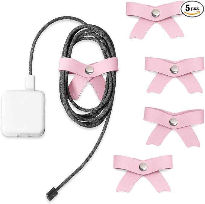 5 Pack Cord Organizer, Bow Cord Keeper, Cable Organizer USB Holder, Leather by SenseAGE