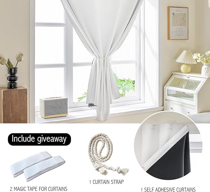 AJAZZ 100% Window Blinds Blackout Portable Black Out Curtains Adhesive Curtains - Image 2