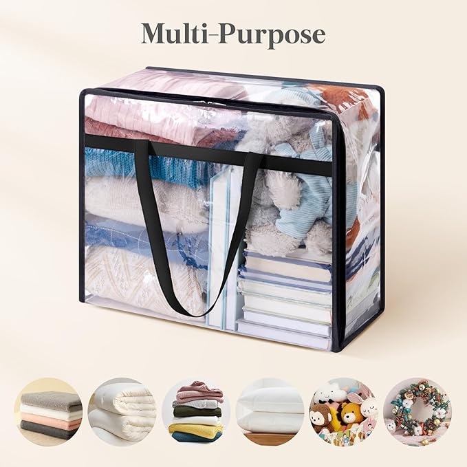 Lifewit 12 Pack Clear Clothes Storage Bags, 45L Plastic Blanket Storage Bag - Image 5