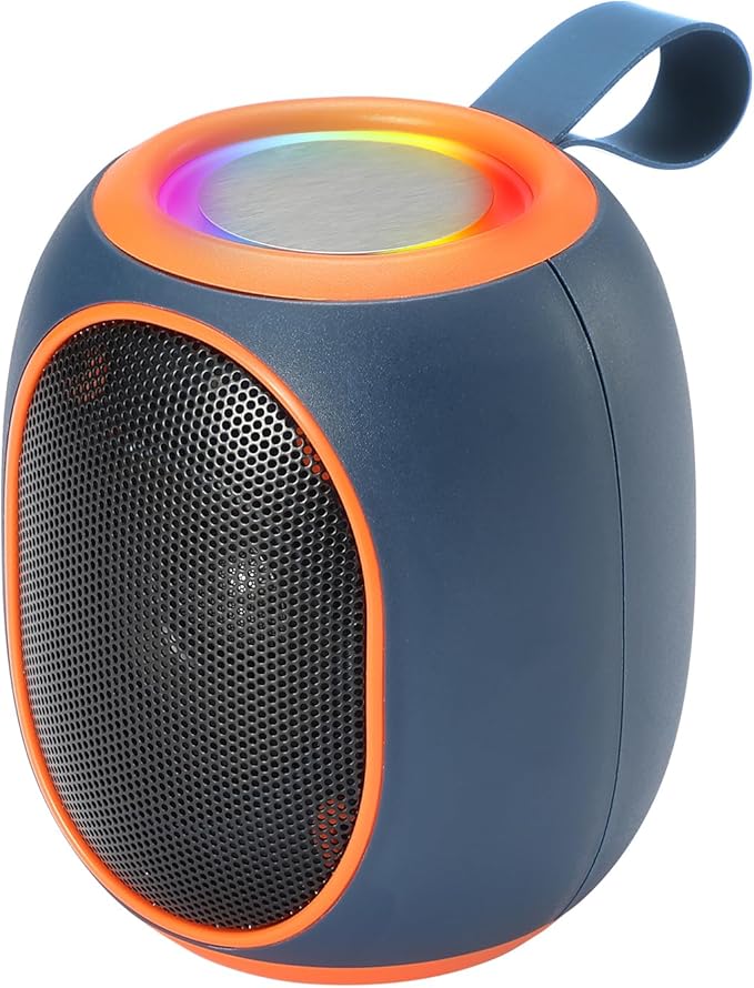 Portable Bluetooth Speaker – 8W HD audio quality, TWS stereo pairing, LED light show, compact and portable, suitable for outdoor use, can be used in cars, travel and parties, a cool teen gift(Blue)