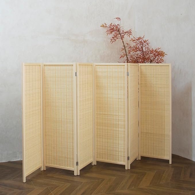 6 Panel Short Room Divider Screen, Small Bamboo Panel Divider - Image 5