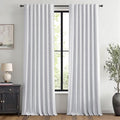 MIULEE 100% Blackout Linen Curtains 42 x 96 Inch Grayish White 2 Panels | by MIULEE