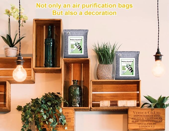 Mayunuo Activated Charcoal Odor Absorber for Strong Odor, Basement, Cars, Closets, Shoes, Smoke. 3 Pack Bamboo Charcoal Air Purifying Bags Deodorizer Odor Eliminator for Home