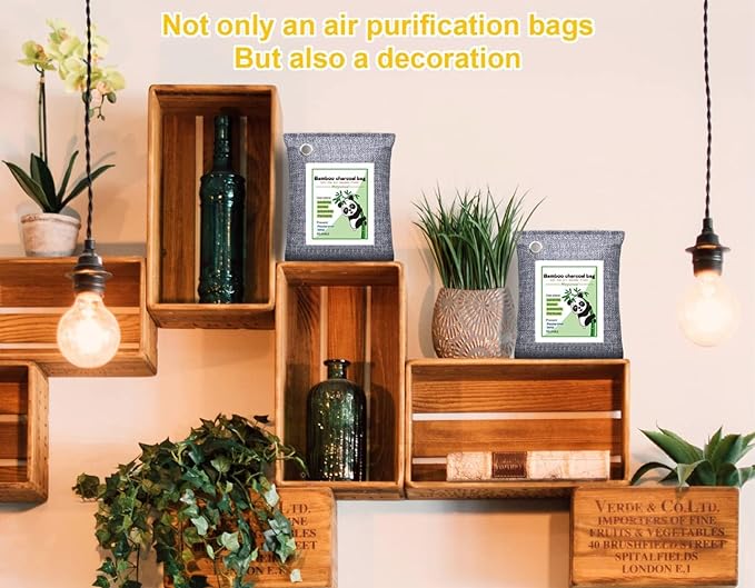 Mayunuo Activated Charcoal Odor Absorber for Strong Odor, Basement, Cars, Closets, Shoes, Smoke. 8 Pack Bamboo Charcoal Air Purifying Bags Deodorizer Odor Eliminator for Home