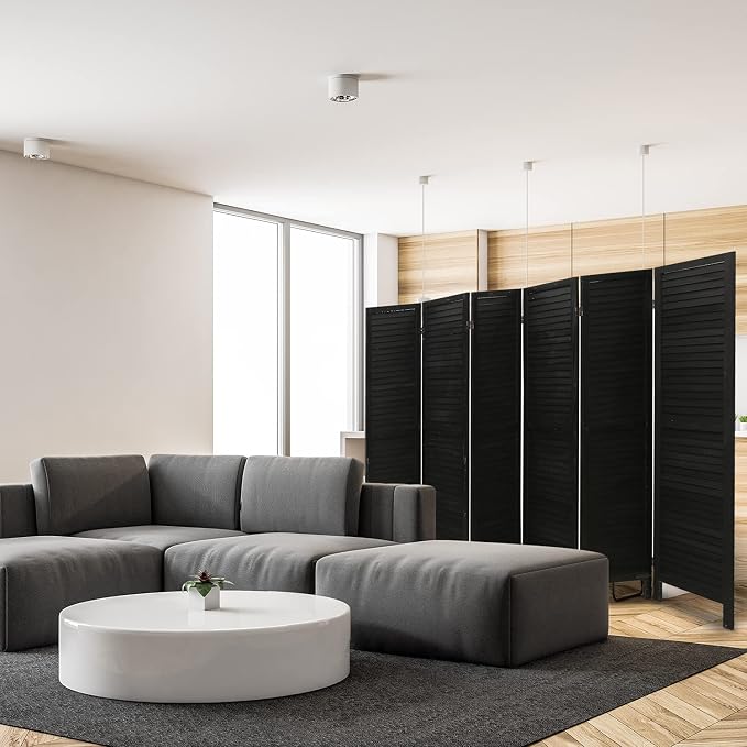 6 Panel Room Divider, Freestanding Wooden Privacy Scree | Durable paulownia wood - Image 7