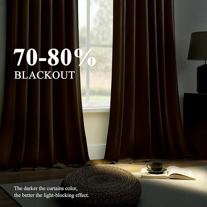 Brown Velvet Blackout Curtains 96 Inches - Image 2