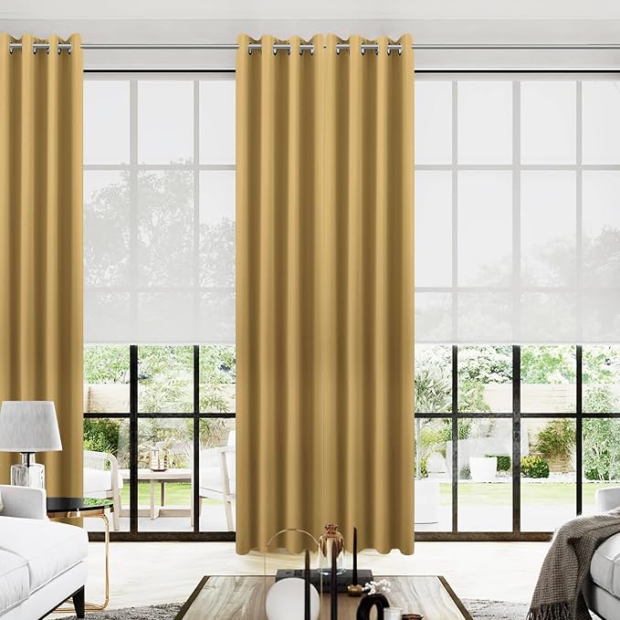 KOUFALL 108 Inch 9FT Room Darkening Curtains, 2 Panels Set, 9 FT Length 52'' W by KOUFALL