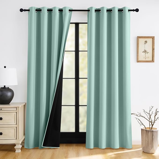RYB HOME 100% Blackout Curtains 84 inches Length, Thermal Insulated Total Room by RYBHOME