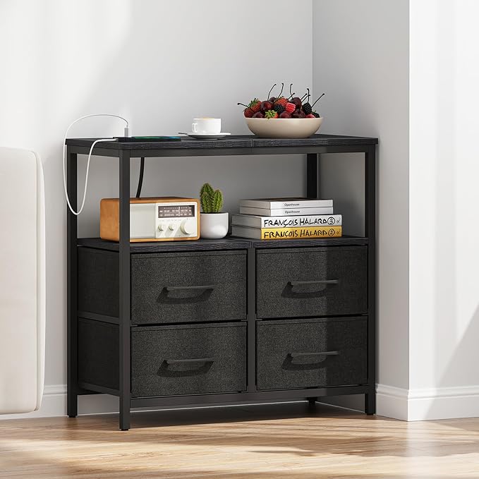 TUTOTAK Large Night Stand with Charging Station | Bedside Table with USB and - Image 2