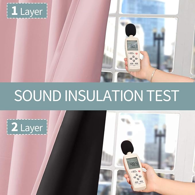 BGment Baby Pink 100% Blackout Curtains - Image 7