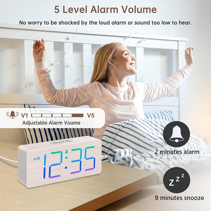DreamSky Wooden Digital Alarm Clock - Image 4