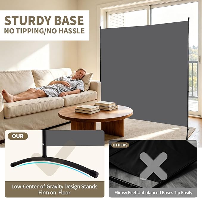 Extra-Wide Single Room Divider, Portable Privacy Screen - Image 5