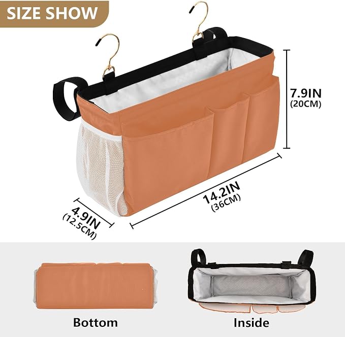 DOMIKING Orange Bedside Caddy for Dorm Bed Recliner Armrest Organizer - Image 4