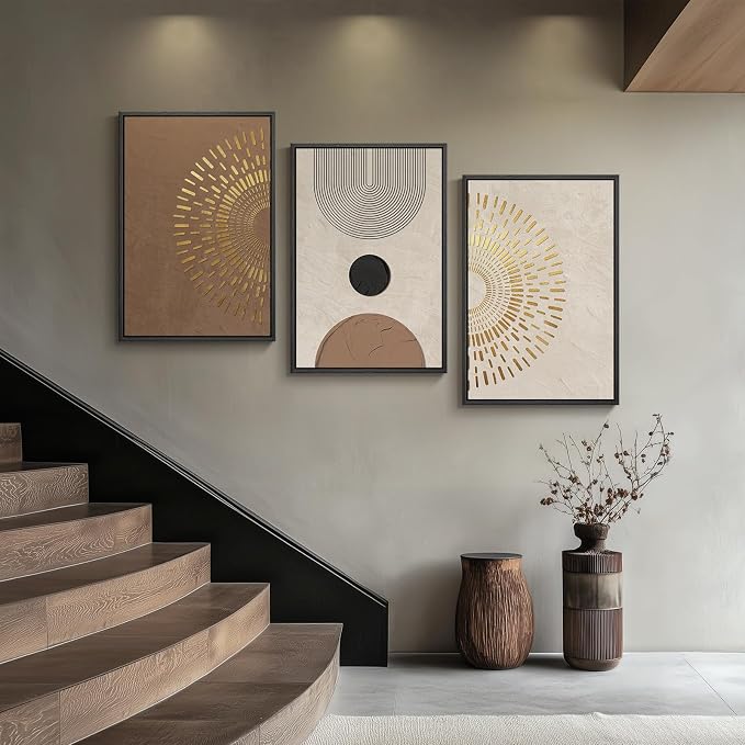 Large Framed Boho Neutral Abstract Wall Art - Image 4