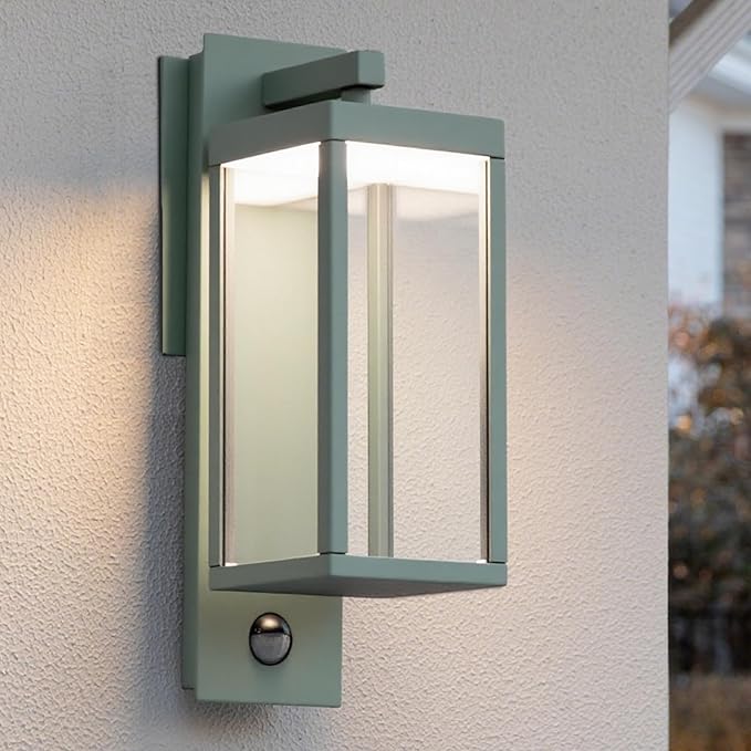 Lustrlach Outdoor Motion Sensor Wall Light for House LED Modern Outside Wall Mount Porch Light IP54 Waterproof with Clear Glass Aluminum Exterior Light Fxiture,3000K 750lm