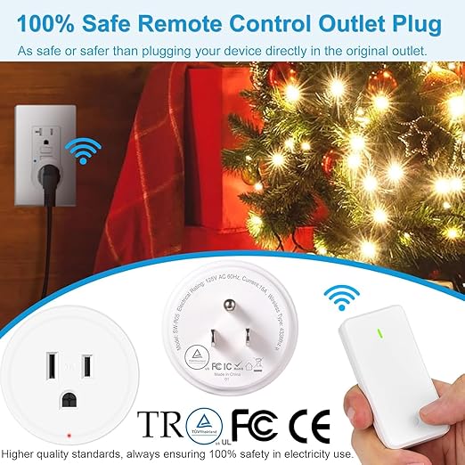 Remote Switch Outlet, GreenCyle Remote Control Plug with 2 Remotes,Wireless On/Off Light Switches Wall Mounted, 15A/1500W, TUV List, No Wiring Needed, 500ft RF Range,for Lamp,Fans,Appliances