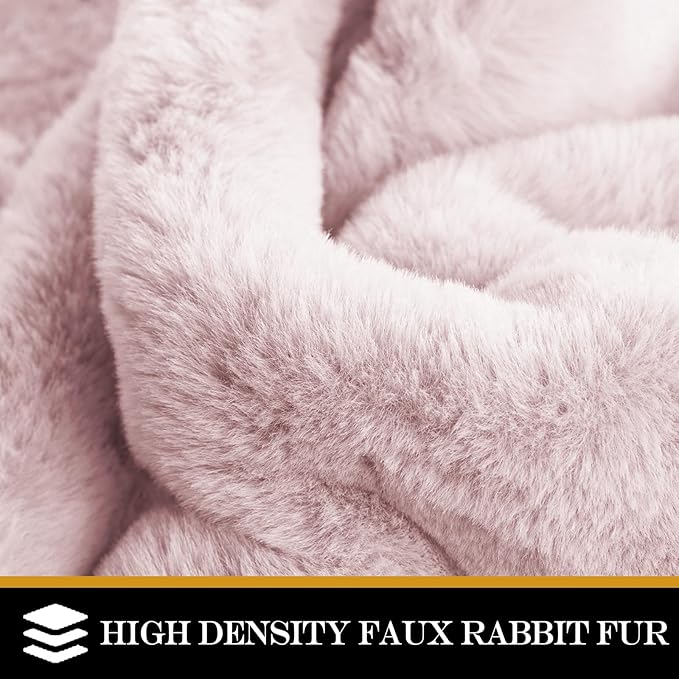 Latepis Light Pink Furry Rug 8x10 Soft Faux Rabbit Fur Rugs for Living Room Large Washable Non-Slip Shaggy Rug for Bedroom, Playing Room, Kids Room, Dorm