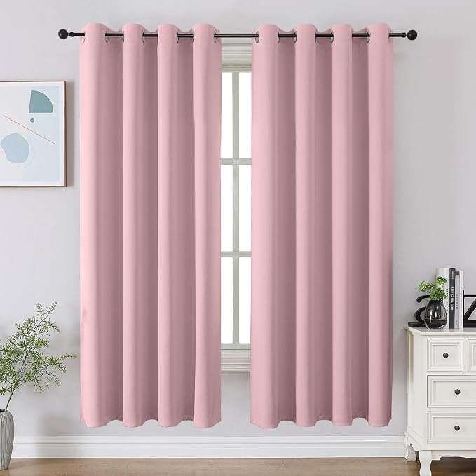 CUCRAF Blackout Curtains 63 inch Length 2 Panels Set, Room Darkening Drapes by CUCRAF
