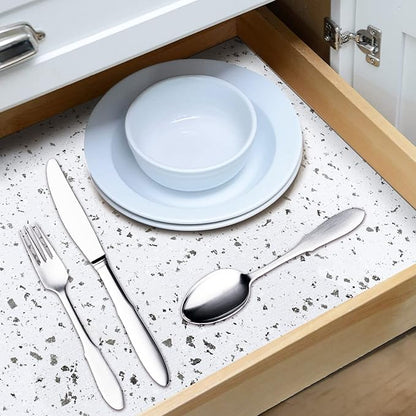 RAY STAR 18X96 Inch Shelf Liner for Kitchen Cabinets, Non-Adhesive Cabinet Liner Washable, PVC Drawer Liner for Dresser Non-Slip Bathroom (Stone)(1 Roll)