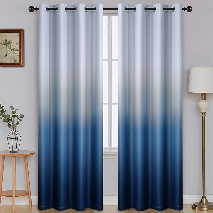 SimpleHome Ombre Gradient Blue White to Gray Curtains - Image 8