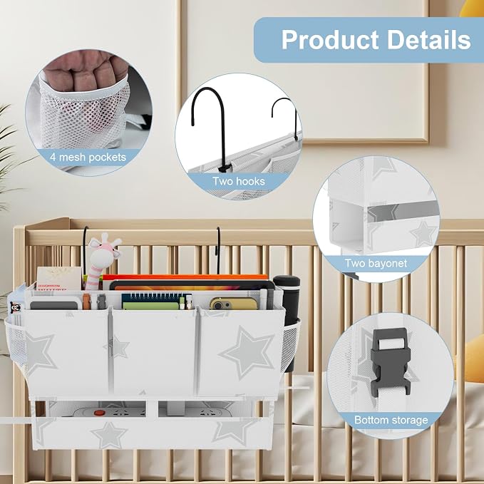 Bedside Caddy Organizer, Dual-Purpose Bedside Storage - Image 6