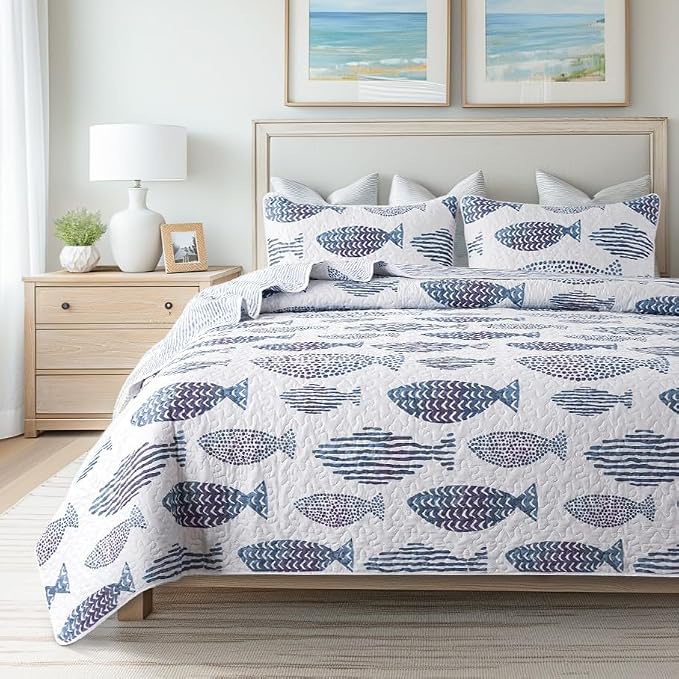 SLPR - Coastal Nautical Fish Quilt Set, Queen by SLPR