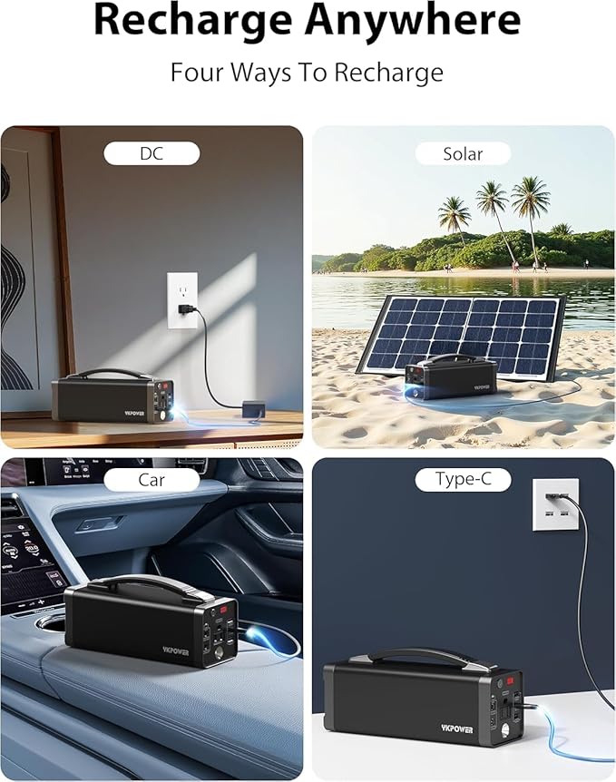 YKPOWER Portable Power Station 150W, 133.2 Wh/36000mAh Fast Charging, Portable Power Bank with 5 Outputs, AC Outlets, LED Light for Backup Home Outdoor Emergency Travel Camping RV