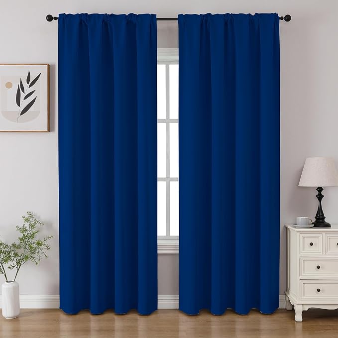 CUCRAF Royal Blue Blackout Curtains 108 inch Length 2 Panels Set, Rod Pocket by CUCRAF