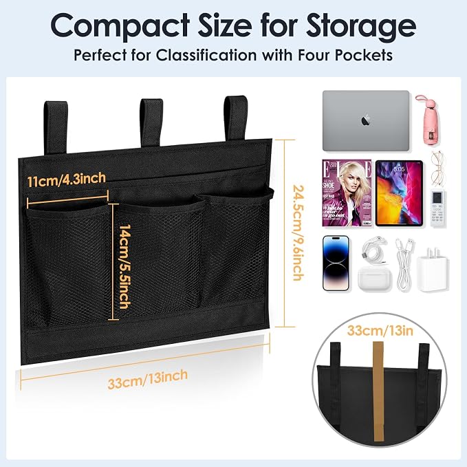 Bedside Caddy Storage Organizer, Hanging Storage Bag Pocket | Bunk/Hospital Beds - Image 2