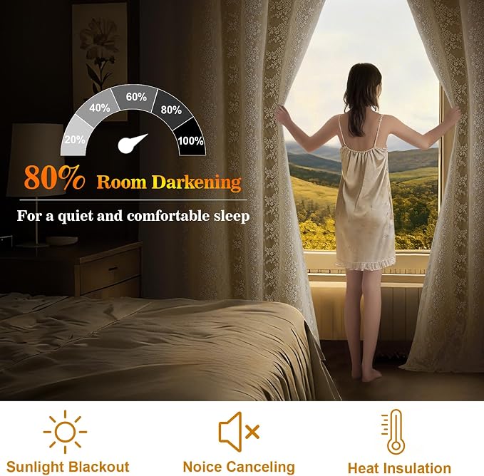 Yinhua Blackout Curtains for Bedroom Double Layer Beige Curtains for Living - Image 3