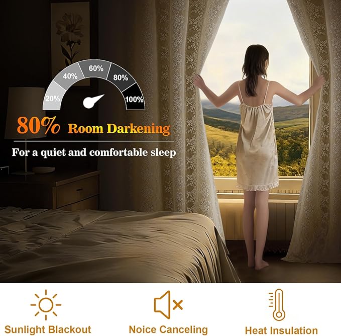 Yinhua Blackout Curtains for Bedroom Double Layer Beige Curtains for Living - Image 3
