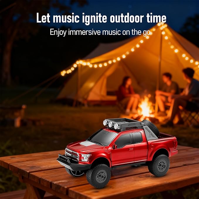 WS-589 Rugged Pickup Truck Bluetooth Replica Speaker – Portable Audio with TWS, LED Party Lights & HD Stereo | Unique Surprise Gift for Music & Truck Lovers(Red)