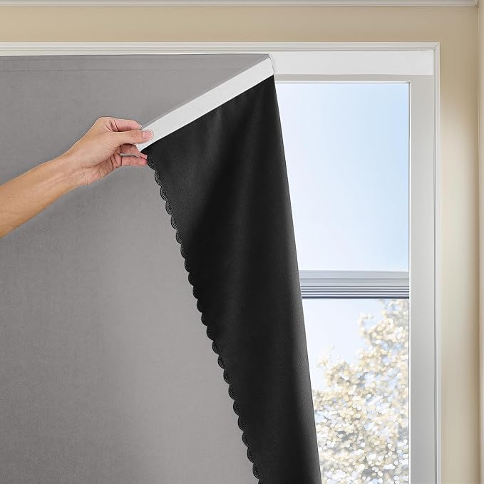 JILRON Adhesive Curtain 100% Blackout No-Drill Easy Install by JILRON