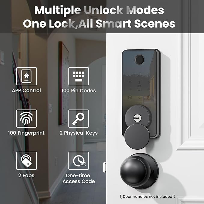 Fingerprint Door Lock, Biquole Keyless Entry Door Lock, Smart Lock with App Control, Electronic Keypad Deadbolt, Auto & One Touch Lock | Digital Smart Door Locks | Easy Installation | IP54 Waterproof