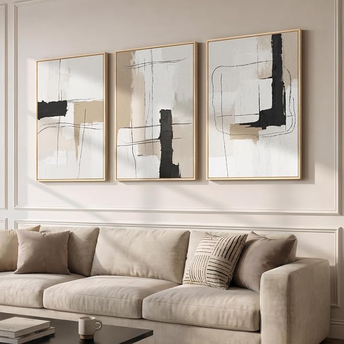 Large Framed Neutral Abstract Wall Art by Cuspin