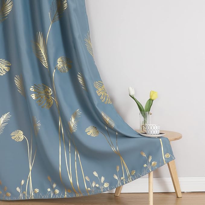 Stone Blue Blackout Curtains for Living Room, Room Darkening Curtains - Image 7