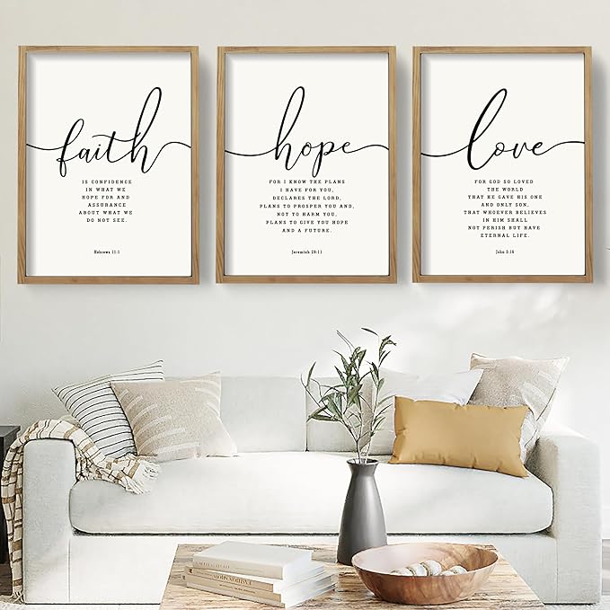 Houmury Set of 3 Framed Farmhouse Bible Verses Wall Decor Sign 11”x14” by Houmury