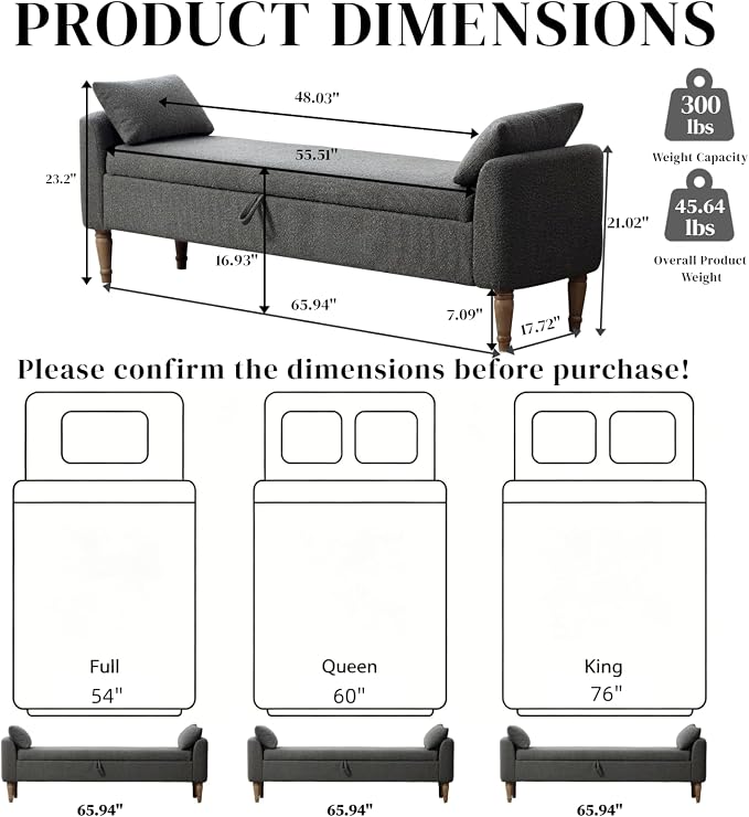 Aoiy & Wifon 65.94" W Large Storage Ottoman Bench, King Size End of Bed Storage - Image 2