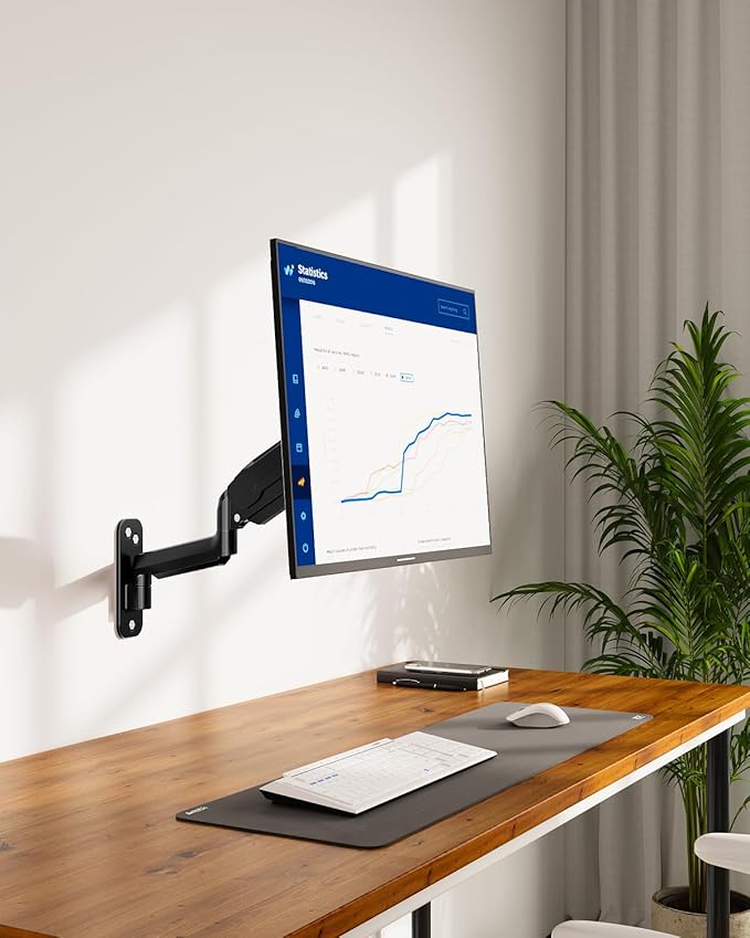 LIFTGO Monitor Wall Mount for 13 to 32 Inch Computer Screens, Height Adjustable Single Wall Mount Monitor Arm Holds Up to 19.8lbs, Full Motion Wall Bracket, VESA Mount 75x75, 100x100, Black