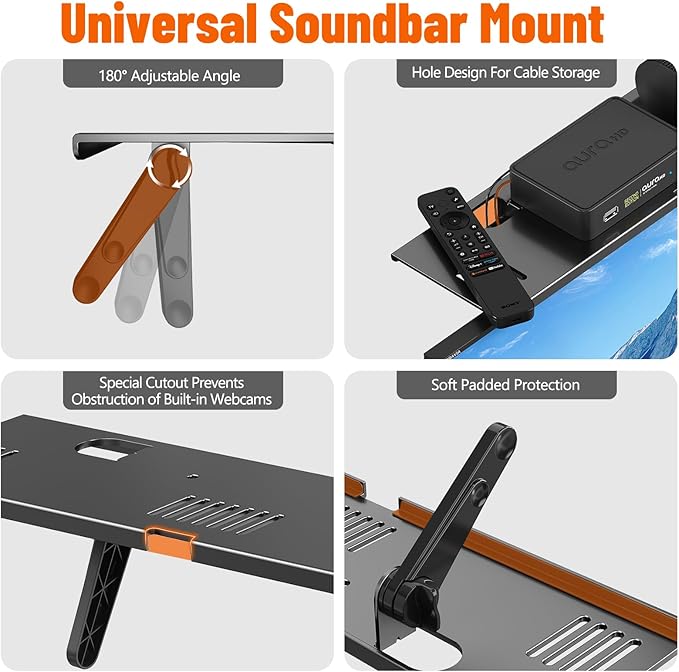 Soundbar Mount, No Drilling Steel TV Top Shelf Fits Most of Sound Bars Up to 15 Lbs, Universal Sound Bar TV Mount Bracket, Sound Bar Stand Compatible with Samsung, Sony, LG,Bose, 33.8x4.7inch
