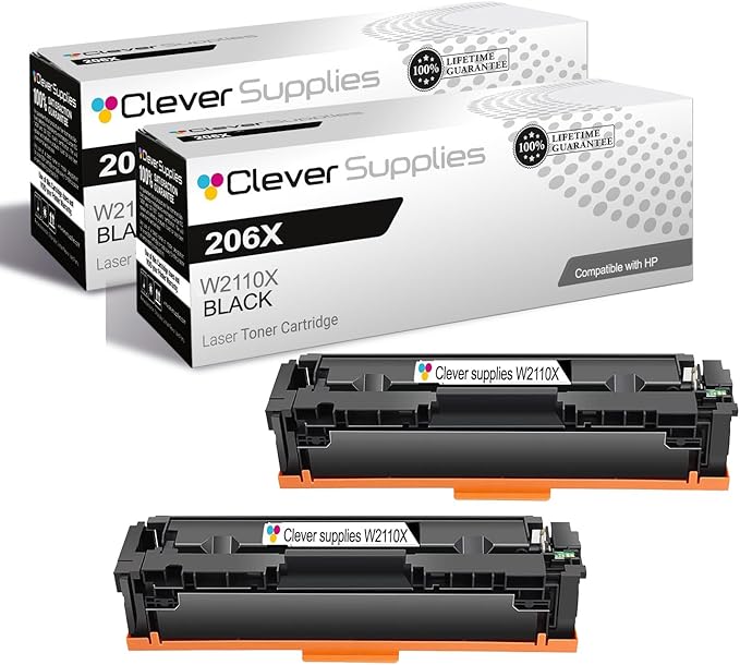CS Replacement Compatible with HP 206X Toner Cartridge W2110X to use with Color Pro MFP M283cdw M282nw M2255nw M283fdn (Black, 2-Pack)