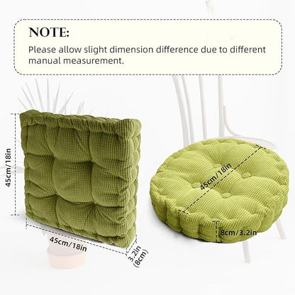 Meditation Floor Pillow 2 Pack Large Square and Round Floor Cushions for Adults Blue Corduroy Floor Seat Pillows Cushion for Living Room Balcony Tatami Yoga,18x18 Inch