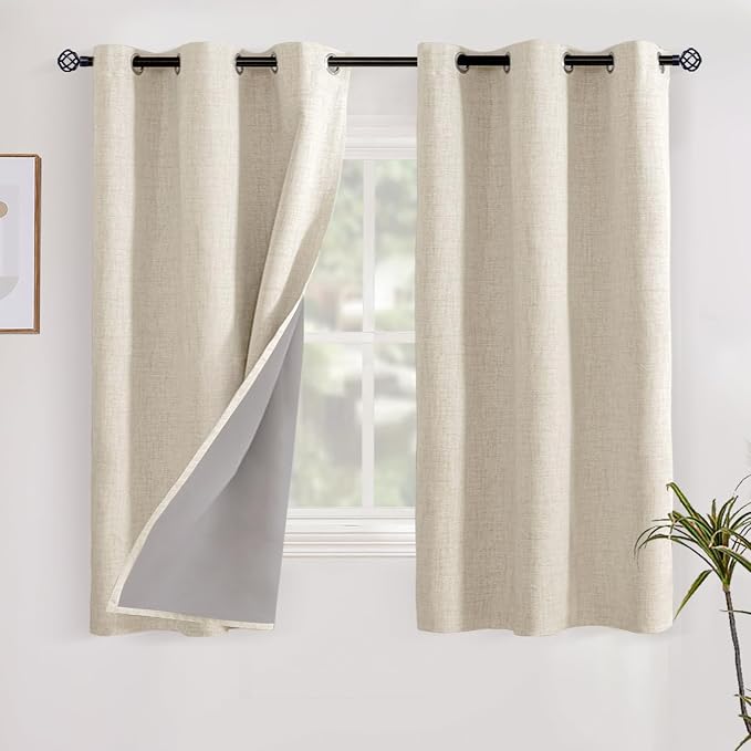 YoungsTex Linen Blackout Curtains 48 Inch Length by YoungsTex